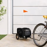 VidaXL Remorcă bicicletă animale companie, negru, textil oxford/fier