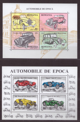 RO-0080-ROMANIA 1996-Lp 1423-AUTOMOBILE DE EPOCA,2 colite nr 303+304,MNH foto