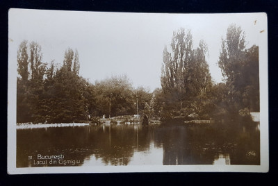 LACUL CISMIGIU - BUCURESTI , CARTE POSTALA ILUSTRATA , MONOCROMA , CIRCULATA , DATATA 1930 foto