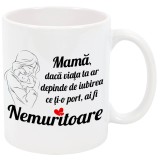 Cana alba personalizata "Mama nemuritoare", INOVATIX&reg;. 330ml