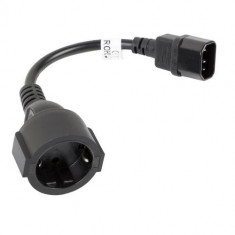 Cablu prelungitor de alimentare UPS, PC, 20 cm, Lanberg 40987, IEC 320 C14 la Schuko mama, Negru
