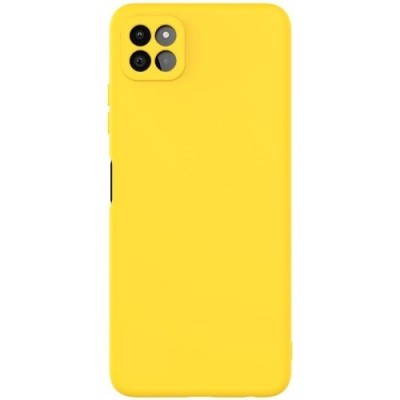 Husa din silicon compatibila cu Samsung Galaxy A22 5G cu protectie la camera,silk touch, interior din catifea, Galben foto