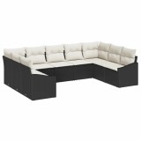 vidaXL Set de canapele pentru grădină 9 pcs Negru și Crem poliratan 3355546