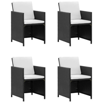 Set mobilier de exterior cu perne, 9 piese, negru, poliratan foto