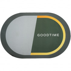 Covoras rotund pentru baie antiderapant Pufo Time, 58 x 38 cm, verde