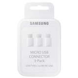 Adaptor Samsung USB-C la Micro USB, set 3 bucati, alb