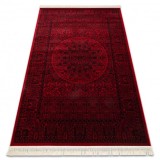 ORIENT 6039 covor visiniu / negru Cadru, rozetă, oriental, cu franjuri, 200x290 cm