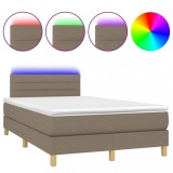 Cumpara ieftin Pat cu arcuri, saltea si LED, gri taupe, 120x200 cm, textil