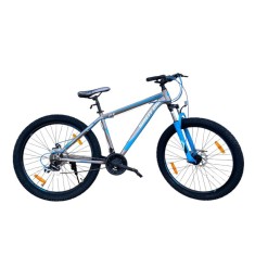 Bicicleta mtb roti 27.5 inch 21 viteze schimbator shimano frane pe disc suspensii fata grialbastru
