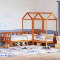 vidaXL Set pat zi/bancă acoperiș maro ceruit 80x200cm lemn masiv pin 3282248