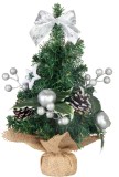 Brad decorativ de Craciun MagicHome, cu ornamente argintii, 30 cm