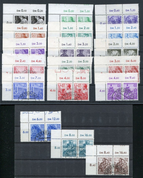 Germany DDR 1953 Definitives x 2 corner Mi.362-379 used DA.067