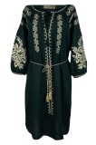 Rochie dama casual RDF, verde/auriu , marimea 3XL, Bumbac