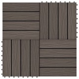 VidaXL Plăci podea &icirc;n relief, WPC, 11 buc, 30x30 cm, 1 mp, maro &icirc;nchis