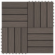 vidaXL Plăci podea &amp;icirc;n relief, WPC, 11 buc, 30x30 cm, 1 mp, maro &amp;icirc;nchis foto