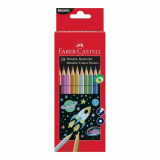 Cumpara ieftin Set 10 Creioane Colorate Metalizate Faber Castell Eco, Hexagonale, Set Creioane Metalizate Faber Castell Eco, Set Creioane Coloreate Metalizate Faber, Faber-Castell