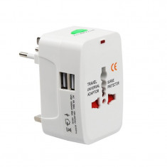 Adaptor priza universal, 1000 mA, 2 x USB, indicator led foto