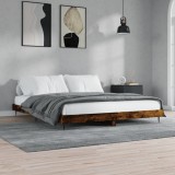 Cumpara ieftin Cadru pat fără saltea Stejar afumat 200x200 cm Lemn prelucrat