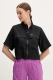 Columbia camasa Elevated View Utility femei, culoarea negru, cu guler clasic, relaxed, 2118731