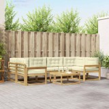 vidaXL Set de canapele de exterior cu pernă 5 pcs Alb și crem 3386119