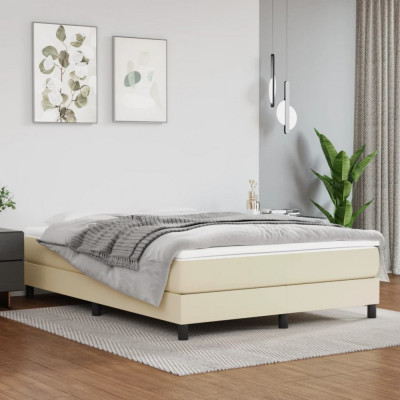 vidaXL Saltea de pat cu arcuri, crem, 140x190x20 cm, piele ecologică 347784 foto