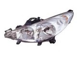 Far Peugeot 207 (W_) 05.2006-12.2013 TYC partea Stanga, tip bec H1+H7+H7 cu motoras, cu lumina viraje, far cu lupa