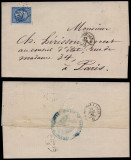 France 1865 Postal History Rare Cover Marseille to Paris - Rairoad Cancel D.243