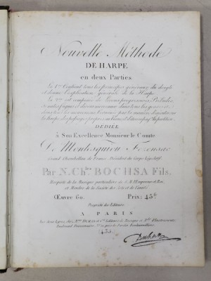 NOUVELLE METHODE DE HARPE, N. CH. BOCHSA FILS, PARIS, SEC. XIX foto