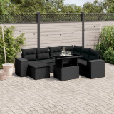 Cumpara ieftin Gossi set mobilier de gradina cu perne, 8 piese, negru, poliratan