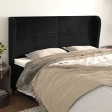VidaXL Tăblie de pat cu aripioare, negru, 183x23x118/128 cm, catifea 3118158