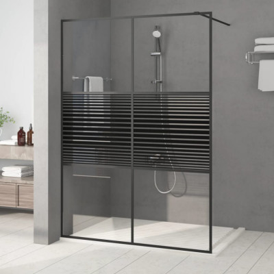 vidaXL Paravan duș walk-in negru 140x195 cm sticlă ESG transparentă 152149 foto