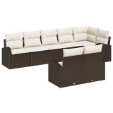 Cumpara ieftin Set de canapele pentru grădină 8 pcs Maro și alb Rattan poli