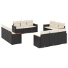 Set canapele de gradina, 12 piese, cu perne, negru, poliratan