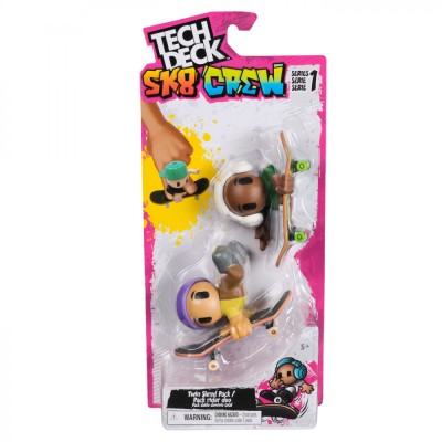 Tech dech sk8 crew pachet 2 seturi placa si figurina 9.6cm casca mov si casti albe foto