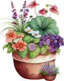 Cumpara ieftin Sticker decorativ, Ghiveci cu Flori, Multicolor, 74 cm, 1261STK-8