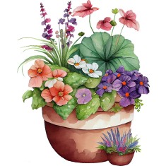 Sticker decorativ, Ghiveci cu Flori, Multicolor, 74 cm, 1261STK-8