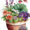 Sticker decorativ, Ghiveci cu Flori, Multicolor, 74 cm, 1261STK-8