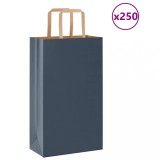 vidaXL Pungi de h&acirc;rtie 250 buc cu m&acirc;nere Albastre 21x11x36 cm