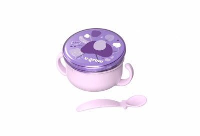 Bol 2 in 1 pentru snackuri cu lingurita, mov, U-Grow foto