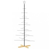 Cumpara ieftin Brad de Craciun din metal cu baza din lemn, negru, 180 cm