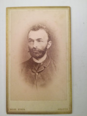 Foto carton CDV veche, Weisz Gyula, Aradon / Arad, portret barbat, moda foto