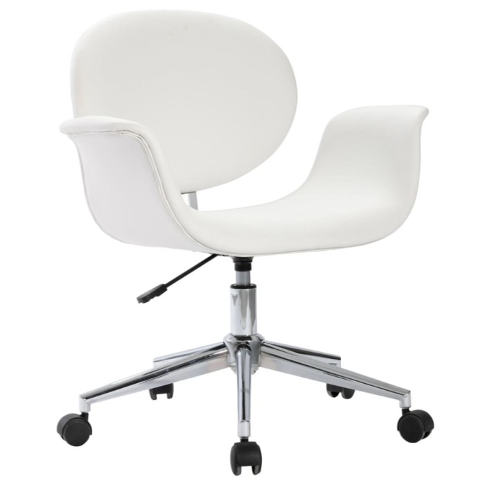 Scaun de bucatarie pivotant, alb, piele ecologica