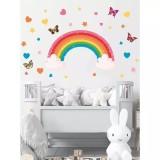 Cumpara ieftin Sticker Perete Autocolant Curcubeu si Fluturi 30x80cm