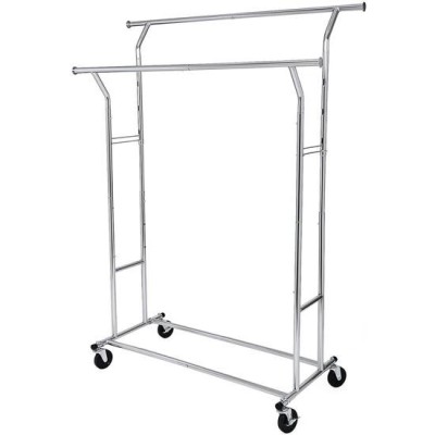 Suport mobil cu roti pentru haine, Songmics, reglabil, metal, argintiu, max 110 kg, 129x55x148 cm foto
