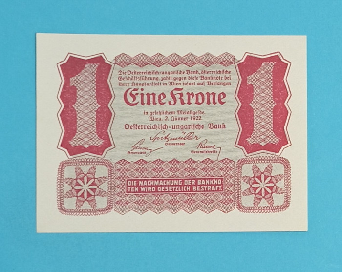 Austria 1 Krone 1922 &#039;Banca Austro-Ungara&#039; UNC p#73