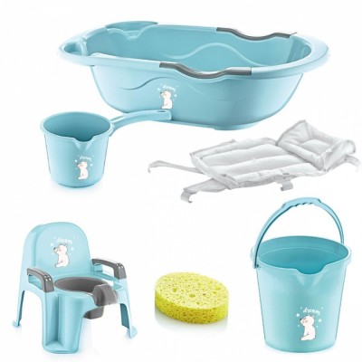 Set cadita de baie cu 6 piese babyjem bebe lux (culoare: bleu) foto