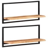 Cumpara ieftin Rafturi de perete 2 buc. 80x25x35 cm lemn masiv acacia/otel