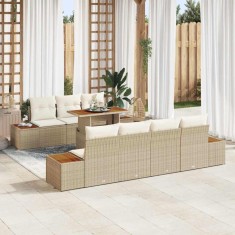 vidaXL Set de canapele pentru grădină 8 pcs Bej Rattan poli 3358780