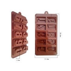 Forma din Silicon, Model Cifre pentru Ciocolata de Casa, Bomboane, Jeleuri sau Cuburi de Gheata, CBD CORAL BEST DEALS 21 cm 11 cm 1.5 cm Maro 1