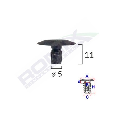 CLIPS TIP GARNITURA PENTRU PEUGEOT 5X11MM - NEGRU SET 10 BUC 61945 foto